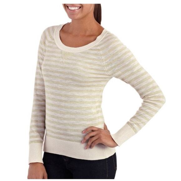 Girls L.e.i.‎ Glitter Scoop Neck Striped Sweater - Size Medium (juniors) - Picture 1 of 5